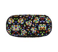 HJLUUFT Estuche para lápices de concienciación sobre el autismo, diseño de corazón, simple, resistente, multifuncional, organizador de papelería de oficina