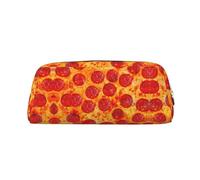 HJLUUFT Estuche portátil de piel 3D para pizza, pepperoni, de viaje, maquillaje, ideal para lápices, bolsa de maquillaje y almacenamiento diario. Elegante