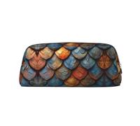 HJLUUFT Estuche portátil de piel con diseño de escamas de dragón para viajes, maquillaje, ideal para lápices, bolsa de maquillaje y almacenamiento diario. Elegante