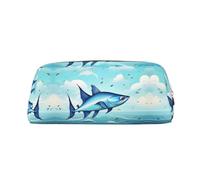 HJLUUFT Estuche portátil de piel con diseño de pez volador en los océanos, almacenamiento de maquillaje, bolsa de maquillaje, ideal para lápices, bolsa de maquillaje y artículos pequeños