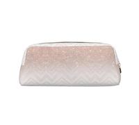HJLUUFT Estuche portátil de piel con diseño de purpurina y bonito patrón medio redondo, para viajes, maquillaje, ideal para lápices, bolsa de maquillaje y almacenamiento diario. Elegante