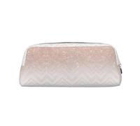 HJLUUFT Estuche portátil de piel con diseño de purpurina y bonito patrón medio redondo, para viajes, maquillaje, ideal para lápices, bolsa de maquillaje y almacenamiento diario. Elegante