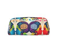 HJLUUFT Estuche portátil de piel con diseño semicircular para el cerebro izquierdo y derecho, ideal para viajes, maquillaje, bolsa de maquillaje y almacenamiento diario. Elegante