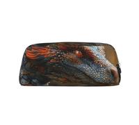HJLUUFT Estuche portátil de piel de dragón extraño semicircular para viajes, maquillaje, ideal para lápices, bolsa de maquillaje y almacenamiento diario. Elegante