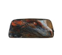 HJLUUFT Estuche portátil de piel de dragón extraño semicircular para viajes, maquillaje, ideal para lápices, bolsa de maquillaje y almacenamiento diario. Elegante
