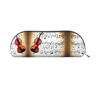 HJLUUFT Estuche portátil de piel para partituras de violín y bolsa de maquillaje, elegante estuche para lápices para oficina, viajes y almacenamiento diario