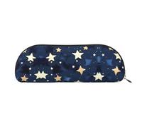 HJLUUFT Estuche semicircular de cuero azul marino con diseño de cielo y estrellas y bolsa de maquillaje, solución de almacenamiento conveniente para tus artículos esenciales
