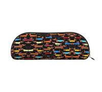 HJLUUFT Estuche semicircular de cuero con texto en inglés "I Love My Dog" y bolsa de maquillaje, solución de almacenamiento conveniente para tus artículos esenciales