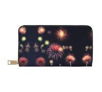 HJLUUFT Explosion Firework 3D - Cartera para mujer, diseño delgado y minimalista, ideal para tarjetas de crédito y efectivo, piel sintética, cremallera de metal, Blanco, Talla única, Classic