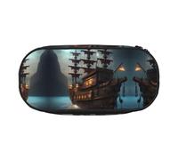 HJLUUFT Fantasy - Estuche para lápices, diseño de barco pirata, simple, resistente, multifuncional, organizador de papelería de oficina