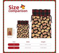 HJLUUFT Fun Food - Bolsas de Navidad con estampado de perros calientes para regalos de compañeros de trabajo, bolsas de regalo de arpillera con cordón