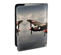 HJLUUFT Funda de cuero para pasaporte con estampado de avión de la Segunda Guerra Mundial para hombres y mujeres, cartera de viaje, funda para pasaporte para familia
