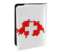 HJLUUFT Funda de cuero para pasaporte con estampado de mapa de la bandera suiza para hombres y mujeres, cartera de viaje, funda para pasaporte para la familia