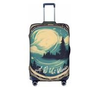 HJLUUFT Funda de equipaje a medida con texto en inglés "Not All Who Wander Are Lost", personaliza y localiza tu maleta sin esfuerzo, funda para maleta, Blanco, M
