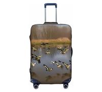 HJLUUFT Funda de equipaje elegante con diseño de patos salvajes voladores de caza, protege y personaliza tu maleta con funda aprobada por la TSA, fundas de maleta para equipaje, Blanco, XL