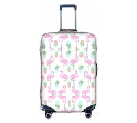 HJLUUFT Funda de equipaje personalizada con diseño de cactus y flamenco tropical, protección de maleta con diseño aprobado por la TSA, se adapta a la mayoría de maletas de 28 pulgadas, Blanco, L