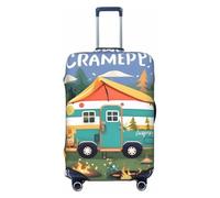 HJLUUFT Funda protectora de equipaje de viaje con estampado de Happy Camper, lavable, antiarañazos, Black, S