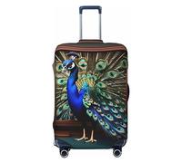 HJLUUFT Funda protectora de equipaje de viaje con impresión de pavo real, lavable, antiarañazos, Black, S