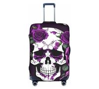 HJLUUFT Funda protectora para equipaje con diseño de esqueleto de rosa morada, aprobado por la TSA, diseño personalizado para una fácil identificación, Blanco, M