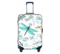 HJLUUFT Funda protectora para equipaje con diseño de libélula verde, aprobado por la TSA, diseño personalizado para una fácil identificación, Blanco, L