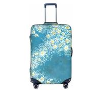 HJLUUFT Funda protectora para equipaje con diseño de margaritas blancas y azules, aprobado por la TSA, diseño personalizado para una fácil identificación, Blanco, L