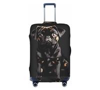 HJLUUFT Funda protectora para equipaje con diseño de perro carlino negro, escala estándar 2_00x, protector de maleta aprobado por la TSA, diseño personalizado para una fácil identificación, Blanco, L