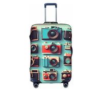 HJLUUFT Funda protectora para equipaje de la colección Retro Cool Camera - Protector de maleta aprobado por la TSA, diseño personalizado para una fácil identificación, Blanco, M