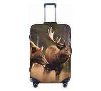 HJLUUFT Funda protectora para equipaje de viaje, diseño de ciervo, oso, alce, caza, vida silvestre, antiarañazos, lavable, Black, L