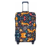 HJLUUFT Funda protectora para maleta, diseño de búho, conejo, pájaros, zorro, lavable, antiarañazos, Black, S