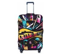 HJLUUFT Funda protectora para maleta, lavable, antiarañazos, con estampado de graffiti musical, para equipaje de viaje, Black, S