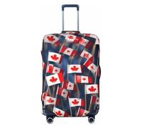HJLUUFT Funda protectora para maleta, lavable, antiarañazos, diseño de muchas banderas canadienses pequeñas, Black, L