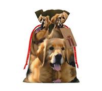 HJLUUFT Golden Retrievers - Bolsa de lino de arpillera con estampado de Navidad, regalos de fiesta de Navidad, bolsa de regalo para regalos, varios tamaños (S, M)