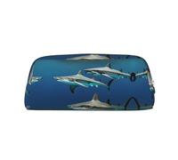 HJLUUFT Hammerhead Sharks - Estuche para lápices de cuero de grano cruzado y bolsa de maquillaje, almacenamiento versátil para bolígrafos, cosméticos y más