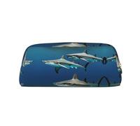 HJLUUFT Hammerhead Sharks - Estuche portátil de piel para bolígrafos, almacenamiento de maquillaje, bolsa de maquillaje, ideal para lápices, bolsa de maquillaje y artículos pequeños