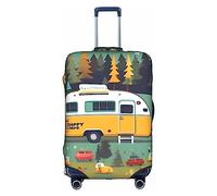 HJLUUFT Happy Bus Camper - Funda protectora para equipaje, aprobado por la TSA, diseño personalizado para una fácil identificación, Blanco, L