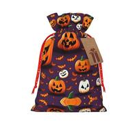 HJLUUFT Happy-Halloween-Day - Bolsa de lino de arpillera con estampado de truco o trato, regalos de fiesta de Navidad, bolsa de regalo para regalos, varios tamaños (S, M)