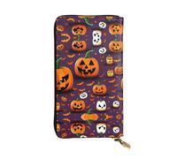 HJLUUFT Happy-Halloween-Day Trick-or Treat - Cartera elegante para mujer, piel sintética, cremallera de metal, delgada y compacta, cartera de mano para mujer, Negro -, Talla única, Classic