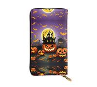 HJLUUFT Happy-Halloween-Day-Trick-or-Treat - Cartera práctica para mujer, delgada y minimalista con piel sintética y cremallera de metal, Negro -, Talla única, Classic