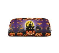 HJLUUFT Happy-Halloween-Day-Trick-or-Treat - Estuche de piel para bolígrafos de viaje, maquillaje, ideal para lápices, bolsa de maquillaje y almacenamiento diario elegante