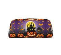 HJLUUFT Happy-Halloween-Day-Trick-or-Treat - Estuche portátil de piel para bolígrafos, almacenamiento de maquillaje, bolsa de maquillaje, ideal para lápices, bolsa de maquillaje y artículos pequeños