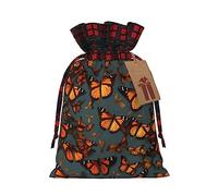 HJLUUFT Heaps of Orange Monarch Butterflies - Bolsas de Navidad con estampado de mariposas monarca para regalos, compañeros de trabajo, bolsas de regalo de arpillera con cordón