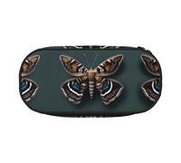 HJLUUFT Hermosa bolsa de maquillaje con estampado de polilla para cosméticos, estuche de lápices Kawaii con cremallera