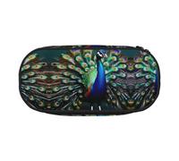 HJLUUFT Hermoso estuche con estampado de pavo real, simple, resistente, multifuncional, organizador de papelería de oficina