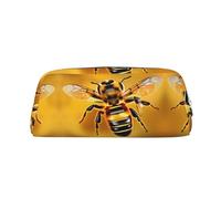 HJLUUFT Honey-bee Premium - Estuche de piel granulada para lápices, cosméticos y más, plata, talla única, Arte