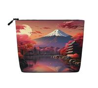 HJLUUFT Japan Mount Fuji - Bolsa de maquillaje con estampado de paisaje, bolsa de aseo de viaje, bolsas de maquillaje para mujer, organizador de maquillaje, accesorios de aseo, Negro -, Talla única