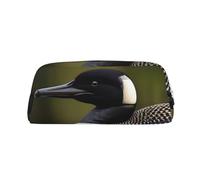 HJLUUFT Loon Nature - Estuche de piel de pájaro semicircular portátil para viajes, maquillaje, ideal para lápices, bolsa de maquillaje y almacenamiento diario elegante
