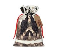HJLUUFT Magic Witch Witchcraft Bohemian Drawing Print Burlap Bag Christmas Gift Bag with Drawstrings and Gift Tag Wedding Christmas Party Favors