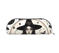 HJLUUFT Magic Witch Witchcraft - Estuche semicircular de piel con diseño bohemio y bolsa de maquillaje, solución de almacenamiento conveniente para tus artículos esenciales