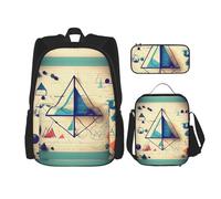 HJLUUFT Math Geometry Geek Calculus - Juego de mochila de 3 piezas, mochila escolar grande con lonchera y estuche, juego de mochila, elegante y práctico