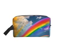 HJLUUFT Neceser con estampado de arco iris vibrante para hombres y mujeres, bolsa organizadora de artículos de aseo para adultos para puerta de adultos, Blanco, Talla única